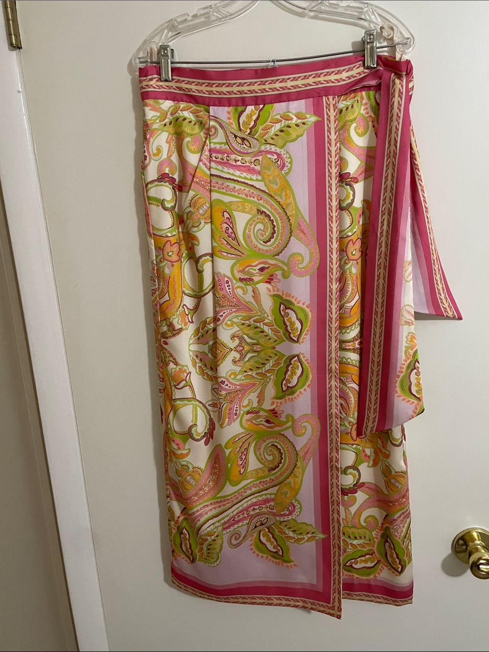 Antonio Melani Pink Paisley-Print Wrap Sarong Skirt